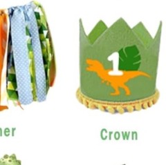 Baby’s One 1st First Birthday Dinosaur Decorations Dinosaur Birthday Crown Banne