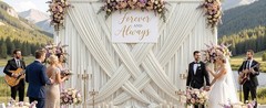 10ftx12ft Beige Backdrop Curtains for Parties, Wrinkle Polyester Beige Photo