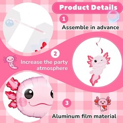 12 Pcs Axolotl Party Decorations Include Axolotl Aluminum Foil Balloons, Hang…