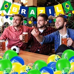 Brazil Flag Party Decorations Brazilian Theme Kit with Banner, Green Yellow B…
