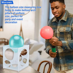 11 Holes White Collapsible Plastic Balloon Sizer Cube Box, 2-10 Inch Balloon Siz