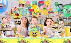 SpongeBob Party Decorations 99 Pcs SpongeBob Birthday Balloons Backdrop Plates