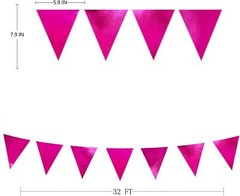 Hot Pink Party Decorations Triangle Pennant Banner Flag Rose
