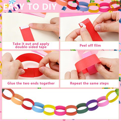 800Pcs Paper Party Decoration Kit—8 Colors Paper Chain Strips, Crepe Paper Strea