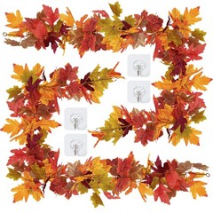 11.6Ft(2Pcs*5.8Ft) Fall Artificial Maple Leaves Garland Decorations