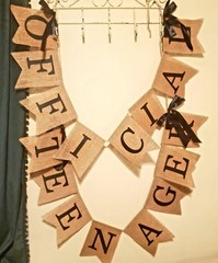 Burlap W Satin Black Ribbon Sign «OFFICIAL TEENAGER»