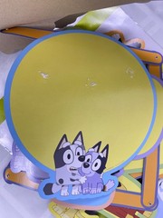 Bluey Customizable Banner. Added in 11 spiral hanging deco pieces