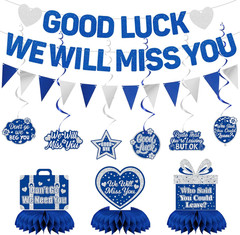 Farewell Party Decorations, Green Good Luck We Will Miss You Banner Hanging Swir