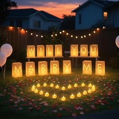 Will You Marry Me Light Up Letters Luminary Bags, Marry Me Sign Banner, Roman…