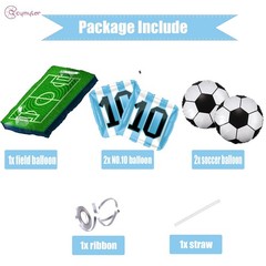 Number 10 Soccer Star Balloon Set – 4 Blue and White National Team Jersey Bal…