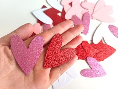 200 PCS Red Pink Glitter Valentines Day Heart Confetti Table Home Decor