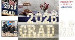 Light Up Letters Grad 2026 Warm Yellow Acrylic Indoor Graduation Decoration