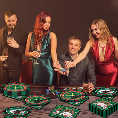96 Pieces Casino Themed Party Tableware Set for Las Vegas Birthday Party Decorat