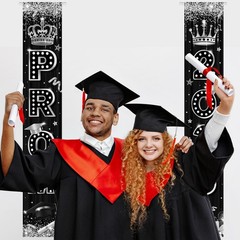 Prom Banner 2026 Prom Black and Silver Graduation Door Banner Send off Decoratio