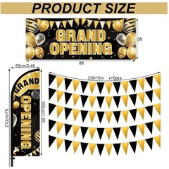 7ft Grand Opening Store Sign Triangle Flags Set – Black Gold