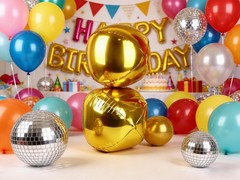 Metallic Gold Round Foil Balloons, 22″ Large 4D Sphere Mylar Balloons 6PCS, f…