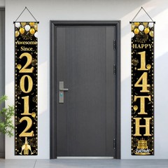 14th Decorations Boys Girls – Black Gold Awesome Since 2012 Door Banner Porch…