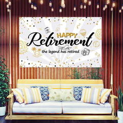 Happy Retirement Party Decor Black Gold Extra Large Backdrop Banner 7x5ft Photos