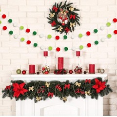 2 Pack Felt Ball Garland Easter Pom Pom Garland 19.6 ft 70 Balls Wool Felt Color