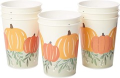 Reusable 8-Count Plastic Cups with Pumpkin Design – Perfect for Fall Parties