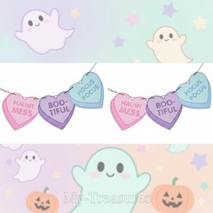 NEW Way To Celebrate Halloween Candy Hearts Garland 6ft 2 Pack Set Decor Gift