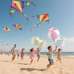 4 Pcs 18inch Beach – Balloons in Pink, Green, Yellow and Blue with Gold Trim/…