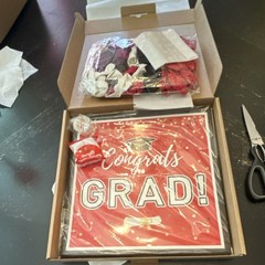 Graduation Party Backdrop & Balloons Set w/ Congrats Grad Sign Red Black Gold