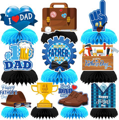 10 Pcs Father’S Day Decorations, Blue Double Sided Fathers Day Table Centerpiece