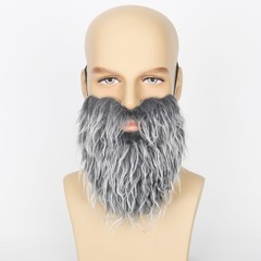 Grey Full Fake Mustache for Men Classic Fake Beard Costume Facial Hair for Co…