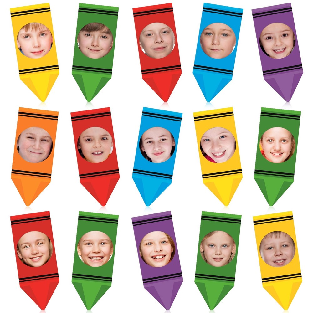 48 Pcs Crayon Cutouts for Classroom Decorations, Large Colorful Crayon Bullet…
