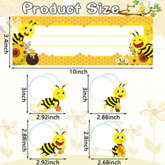 48 Pcs Bees Nameplates and Cut Outs Bee Theme Nametags Cutouts for Bulletin Boar