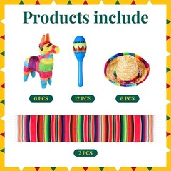 26 Pcs Mexican Decor Fiesta Decorations Include 6 Donkey Pinatas 12 Large Fie…