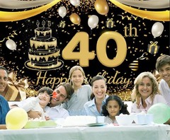 40th Birthday Celebration Backdrop: Durable, Colorful 180x110cm Fabric Banner