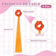 Rainbow Dance Ribbons, Wrist Streamers 6 Pcs & Orange