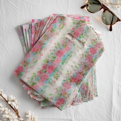 100pcs Floral Gift Bags Plastic Party Favor Bags Reusable Shopping Tote Handbags