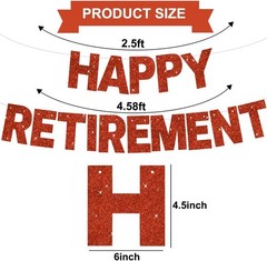 Glitter Red Happy Retirement Banner Pre-Strung Garland for Office Goodbye Party
