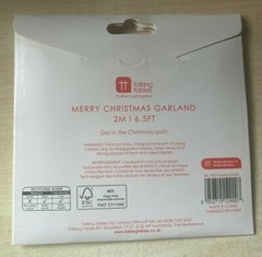 BNIP New Talking Tables MERRY CHRISTMAS Red Glitter Garland Bunting Banner 2M