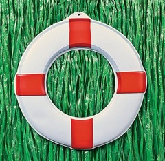 3-PC Red & White Plastic Life Preserver Flat Wall Decor Beach Nautical 18″ #198