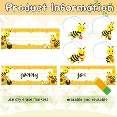 48 Pcs Bees Nameplates and Cut Outs Bee Theme Nametags Cutouts for Bulletin Boar