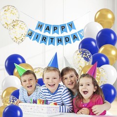 Royal Blue Gold White balloons, 60pcs 12 Inch Navy Blue Metallic Gold Confett…