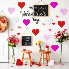 Glitter Heart Cutout, 120Pcs Heart Cutouts Red Pink White Rose Red Valentine’…