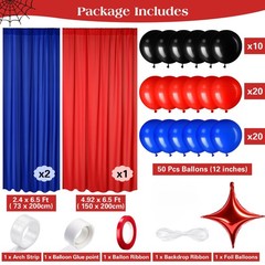 SmoothNovelty 57pcs 2026 Graduation Decorations Red Blue Black Balloon Arch K…