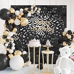 Black Shimmer Wall Backdrop 10 pcs Sequin Wall Panels for Party Backdrop