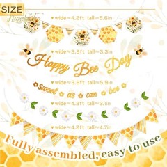 Bumblebee Party Decorations – Happy Birthday Banner – DIY Pre-Strung – Happy Bee