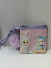 Angel Animation Zipper Coin Pouch w/Pom Pom & Wristlet Keychain Party Pack (x6)