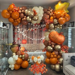 Orange Brown Lvory Balloon Arch Kit 142pcs Fall Balloon Garland with Pumpkin …