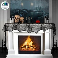 Bufanda de telaraña para chimenea de Halloween, bufanda de telaraña de encaje