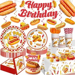 Vibrant Hot Dog Party Supplies Set – 191 Pieces for Memorable Celebrations