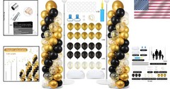 Adjustable Black Gold Confetti Balloon Stand Set for Parties