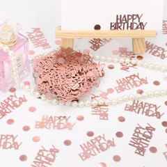 Rose Gold Birthday Confetti – 270 PCS Glitter Happy Birthday Decorations for Tab